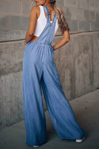 Taleira Wide Leg Denim Overalls