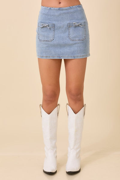 Mini Bow Denim Skort