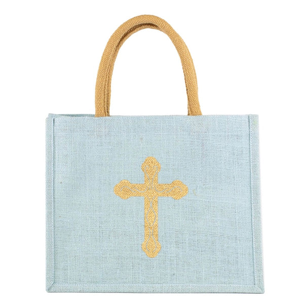 Everlasting Cross Gift Tote-Blue/Gold