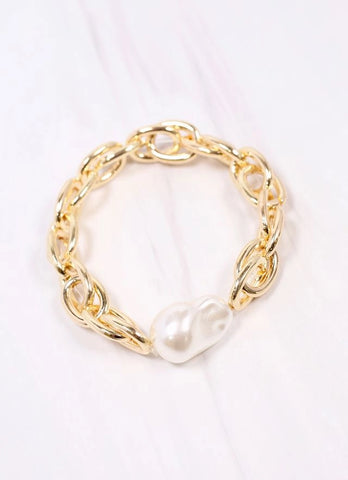 Harrie Link Bracelet with Pearl Gold