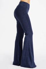 Lux Mineral Washed Flared Pants-Electric Blue