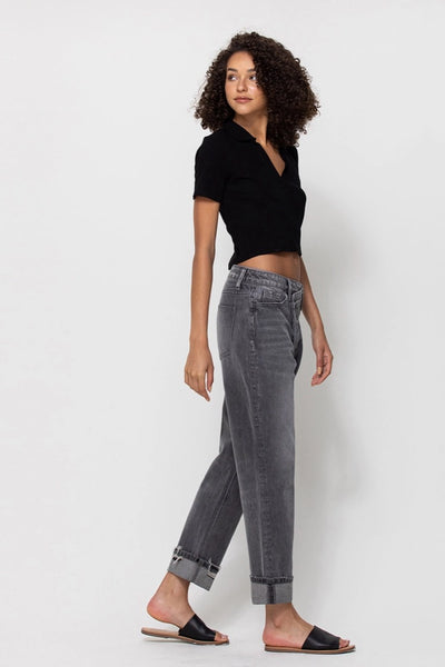 Vervet Kassie Criss Cross Waistband Boyfriend Jeans