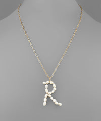 Pearl Initial Necklace-Multiple Options