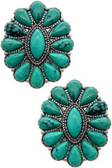 Concho Gemstone Stud Earrings - 2 Colors