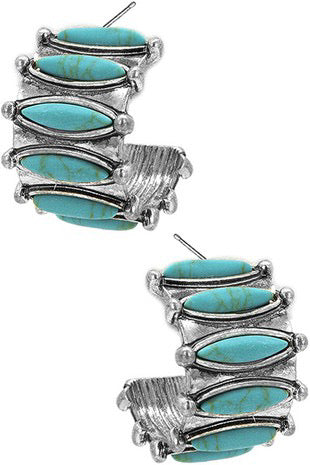 Turquoise Marquis Hoop Earrings