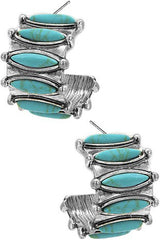 Turquoise Marquis Hoop Earrings