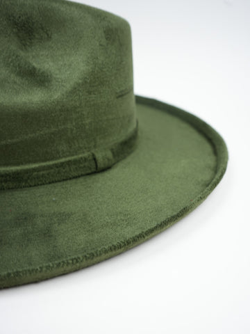 Vegan Suede Rancher - Pencil Brim - Olive Green