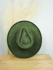 Vegan Suede Rancher - Pencil Brim - Olive Green