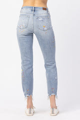 Judy Blue Paint Splatter Boyfriend Jeans