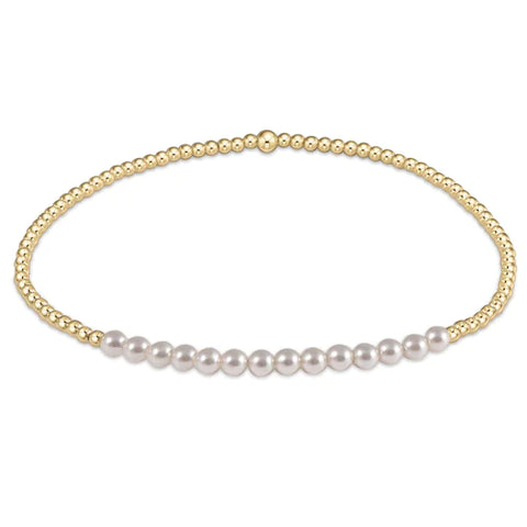 enewton Signature Cross Small Pearl Pattern 3MM Bead Bracelet - Gold