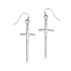 Tall Cross Earrings-Gold or Silver