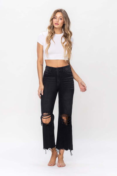 Black 90's Vintage Crop Flare