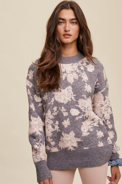 Gray Skies Floral Sweater