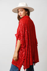 Oversized Sequined Christmas Poncho Top - 2 Colors