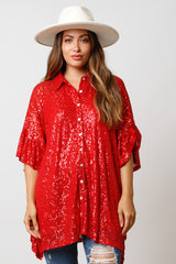 Oversized Sequined Christmas Poncho Top - 2 Colors