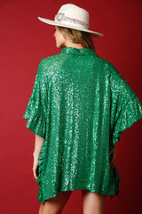 Oversized Sequined Christmas Poncho Top - 2 Colors