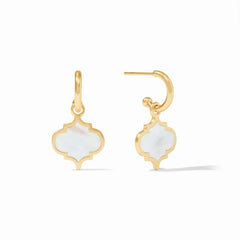 Julie Vos Helene Inlay Hoop & Charm Earring-Mother of Pearl