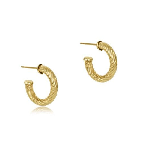 Enewton Round Textured Twist Gold Post Hoop -4mm (0.5