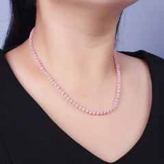 Pink Rose Rondelle Heishi Gemstone Beads Necklace