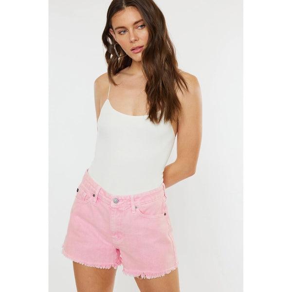 Ashton Denim Shorts-Pink