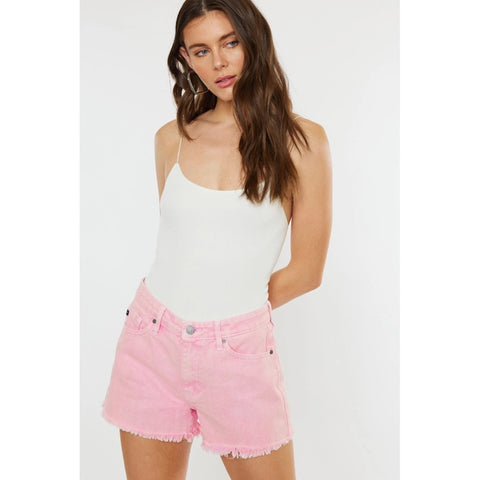 Ashton Denim Shorts-Pink