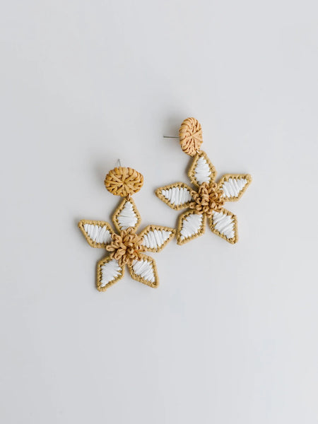 Paige Raffia Flower Earrings - 3 Colors