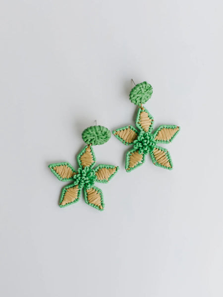 Paige Raffia Flower Earrings - 3 Colors