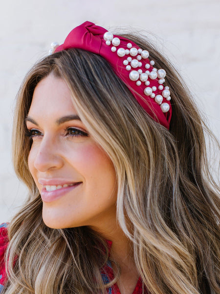 Samson Pearl Headband - Garnet