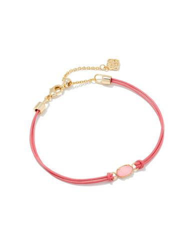 Kendra Scott Emilie Gold Corded Bracelet in Light Pink Drusy