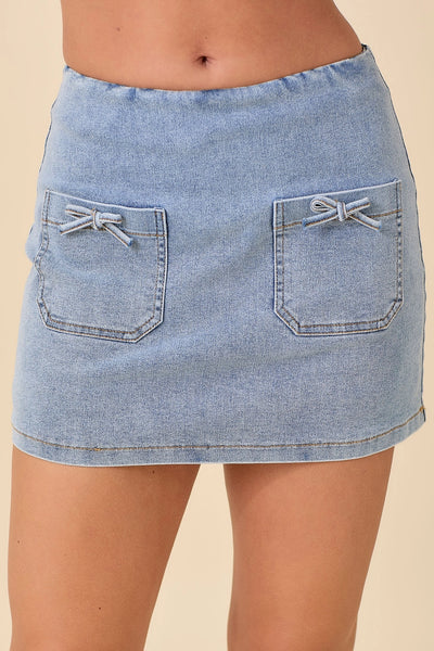 Mini Bow Denim Skort