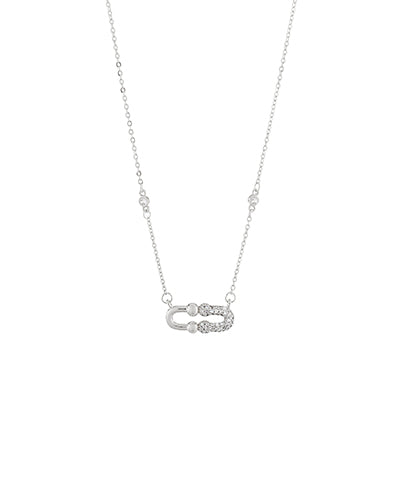 Pave Double U Necklace-Gold or Silver