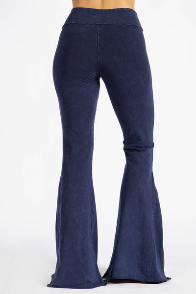 Lux Mineral Washed Flared Pants-Electric Blue