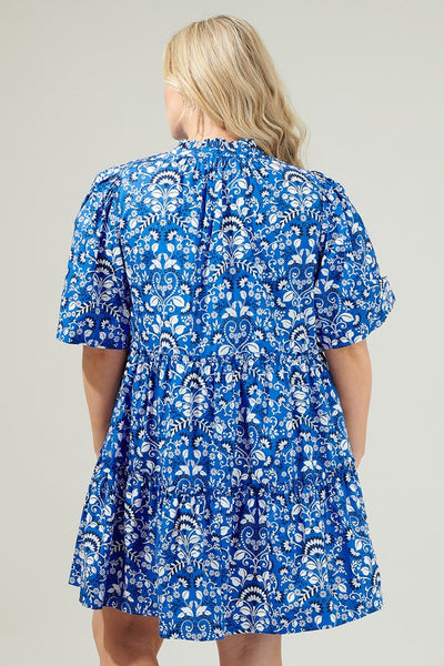 Lulu Floral Tomales Split Neck Shift Dress