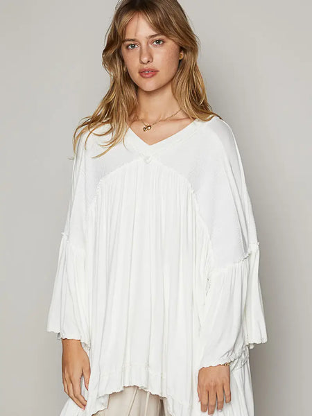 Belva Oversized Mixed Media Top