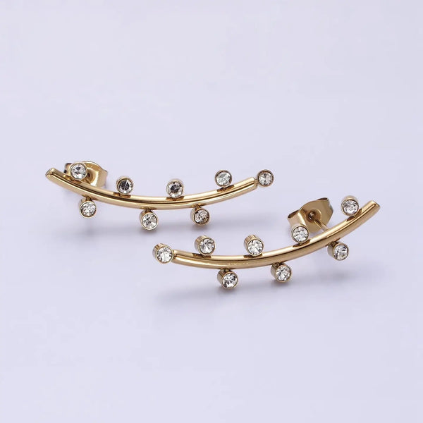 CZ Ear Crawler Earrings - Silver or Gold