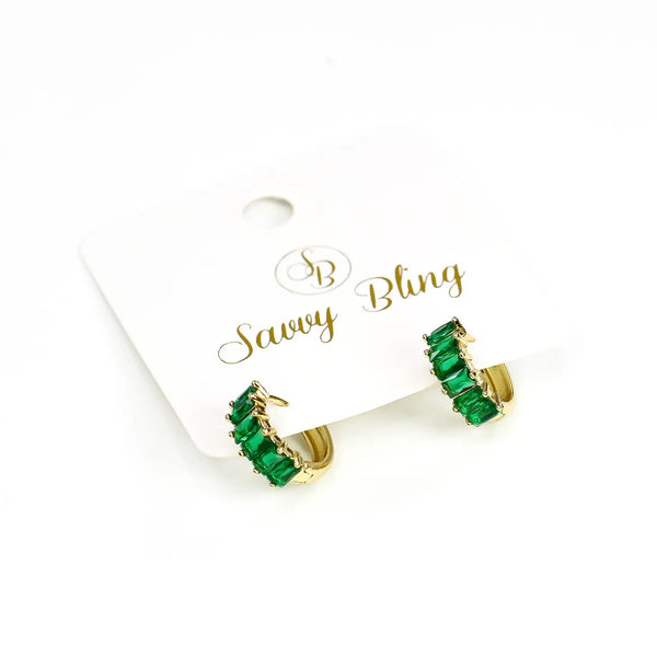 CZ Huggie Hoop Earrings - 2 Colors