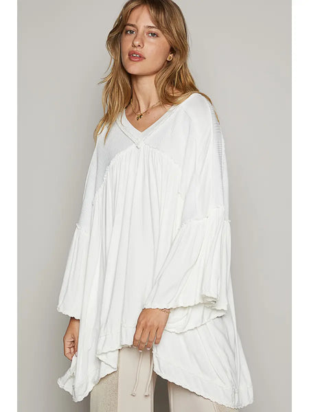 Belva Oversized Mixed Media Top