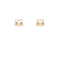 Cat Face Stud Earrings