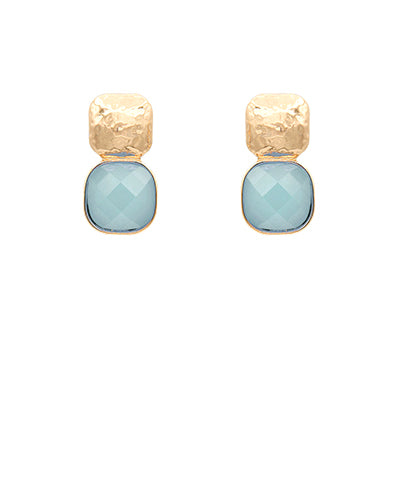 Glass Cushion and Textured Earrings-4 Colors