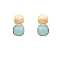 Glass Cushion and Textured Earrings-4 Colors