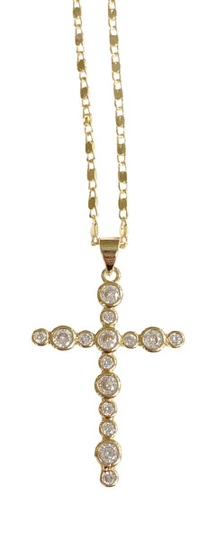 Bezel Gold Cross Necklace