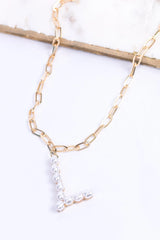 Gold/Pearl/Chain Linked Letter Necklace-Multiple Options