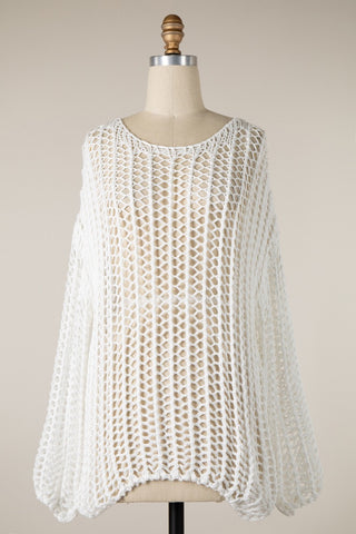 Seaside Whispers Open Weave Summer Sweater