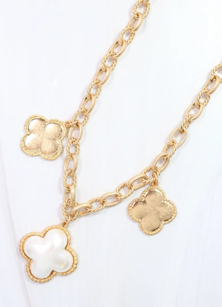 Jasmine Clover Necklace Worn Gold