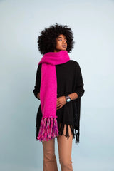 Fuchsia Speckle Frayed Border Bohemian