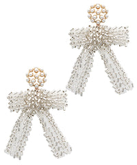 Pearl and Lace Beaded Bow Earrings-2 Colors