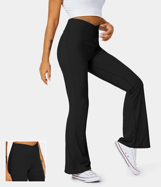 Simply Southern Criss Cross Flare Leg Black Leggings