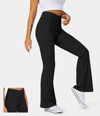 Simply Southern Criss Cross Flare Leg Black Leggings