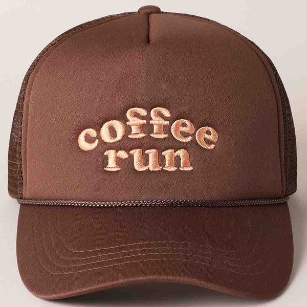 Coffee Run Embroidered Trucker Cap