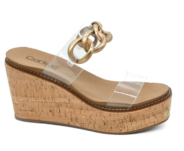 Hey Girl by Corky's On Vacay Wedge Sandal-Clear